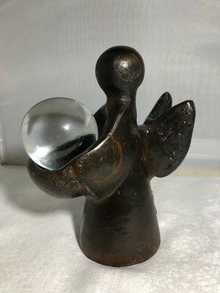 JAN BARBOGLIO IRON ANGEL WITH GLASS BALL ACCENT 2