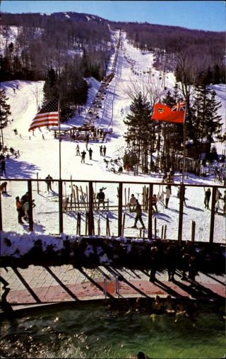 Sauna Pool Mt Snow Vermont Vt Snow Skiing Skiers 1970s Postcard