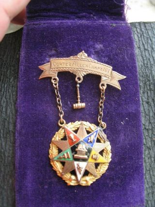 Vintage 10k Gold Masonic Eastern Star Pin 1930 8.  7 Grams With Case
