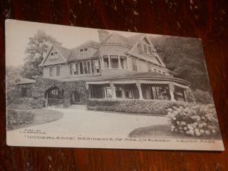 Lenox Ma - 1907 - 1915 Postcard - Underledge - Residence Of Mrs.  J.  W.  Burden