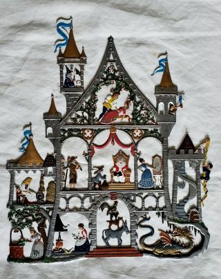 Wilhelm Schweizer Fairy Tale Castle Pewter Zinnfiguren Hand Painted Wall Hanging