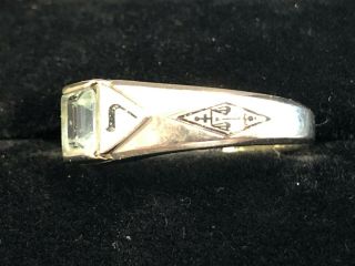 Vintage,  Unusual Scottish Rite Ring 18k White Gold 6x5 Aquamarine 3