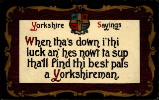 Yorkshire Sayings Uk England Comic C1910 Yorkshireman Humor Postcard