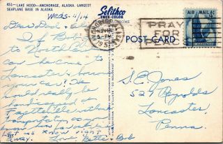 (M646) Vintage Color Postcard,  RPPC,  Lake Hood Seaplane base in Alaska 2