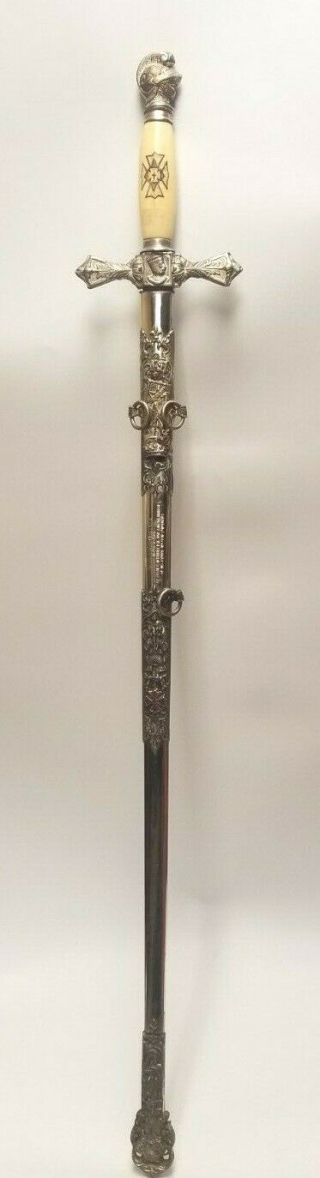 Henderson - Ames Antique Knights Templar Masonic Sword W/ Scabbard