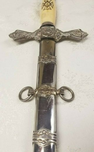 Henderson - Ames Antique Knights Templar Masonic Sword w/ Scabbard 3