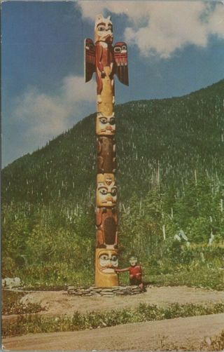 (m648) Vintage Color Postcard,  Rppc,  Totem Pole,  Southeastern Alaska