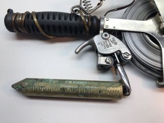 Vintage Lufkin USA Little Joe Oil Gauging Tape Measure brass plumb bob Gas Tool 7