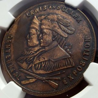 1905 Lewis & Clark Expo Medal HK - 333,  SH 14 - 2 R6,  MS62 NGC Portland Oregon Token 3
