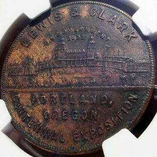 1905 Lewis & Clark Expo Medal HK - 333,  SH 14 - 2 R6,  MS62 NGC Portland Oregon Token 6