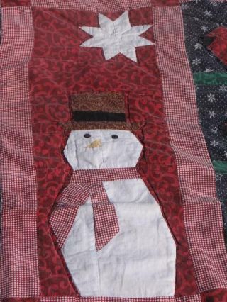 Frosty Snowman Star Vintage Christmas In July Cardinal Log Cabin Christmas Quilt