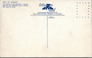 (M644) Vintage Color Postcard,  RPPC,  Mt McKinley,  Alaska 2
