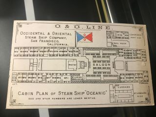 1870s CDV Occidental & Oriental Steamship Co SHIP OCEANIC w DECK PLAN Hong Kong 2