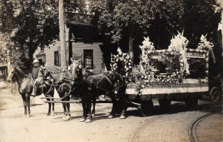 Canton Ohio C Lindacher Florist Floral Parade Float - Real Photo 1910s Postcard