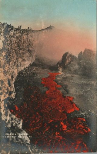 (m617) Vintage Color Postcard,  Rppc,  Kilauea Volcano,  Hawaii National Park