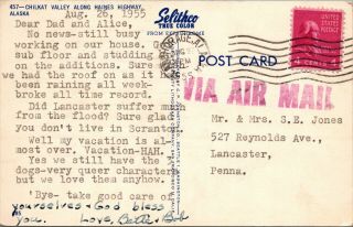 (M638) Vintage Color Postcard,  RPPC,  Chilkat Valley along Haines Hwy,  Alaska 2