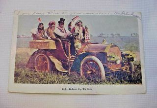 1906 Apache Chief Geronimo & Braves In Car Native American Indian 101 Ranch Rppc