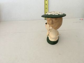 Vintage 1958 NAPCO Head Vase C3343C Green dress - hat - pearls.  Cond Is 5
