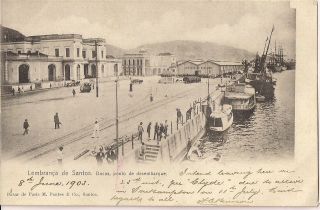 Very Rare Old Postcard - Docks Landing Point - Santos - Sau Paulo - Brazil 1903