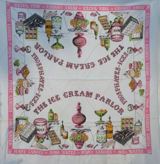 Vintage Ice Cream Parlor Candy Shop Sweet Treats Design Tablecloth