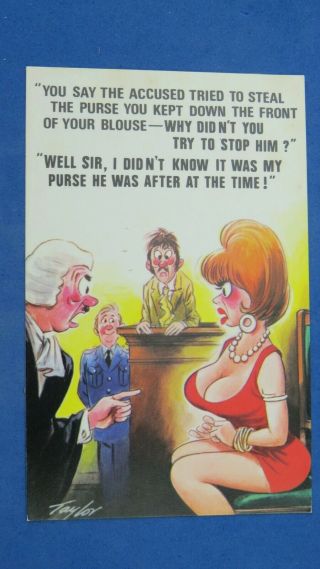 Risque Bamforth Comic Postcard 1970s Big Boobs Bust Cleavage Lawyer Police Theme