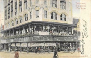 The Balcony Tea Rooms Johannesburg South Africa 1906 Postcard To Jersey Uk