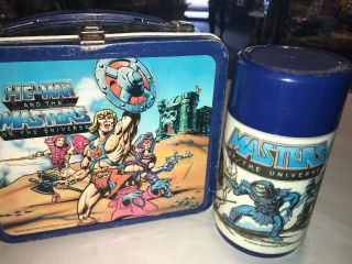 Vintage 1984 He - Man And The Masters Of The Universe Metal Lunch Box With Thermos