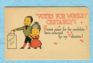 A5449 Postcard " Votes For Women " Certainly " Woman Hugging Man