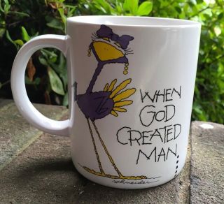 Vintage Russ Berrie Schneider " When God Created Man " Understatements Coffee Mug