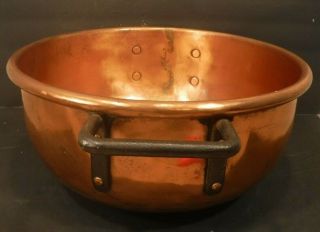 Vintage Vivid Copper Candy Pot Kettle Vessel Cauldron Fudge Pot Metal Handles 6