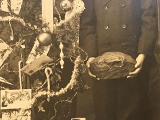 1914 Real Photo Postcard Christmas Tree Presents Boy Scout Books Football Toys 2