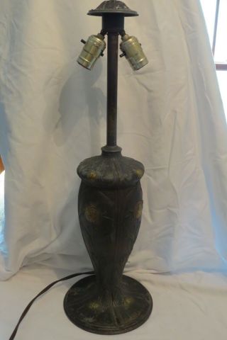 Large Antique Floral Lamp Base For Reverse Painted Shade