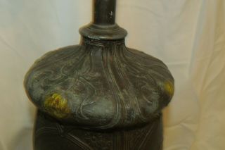 LARGE ANTIQUE FLORAL LAMP BASE FOR REVERSE PAINTED SHADE 3