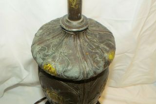 LARGE ANTIQUE FLORAL LAMP BASE FOR REVERSE PAINTED SHADE 4
