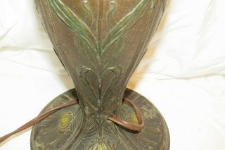 LARGE ANTIQUE FLORAL LAMP BASE FOR REVERSE PAINTED SHADE 8