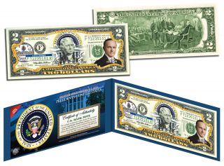 Calvin Coolidge 30th U.  S.  President Colorized $2 Bill - Legal Tender