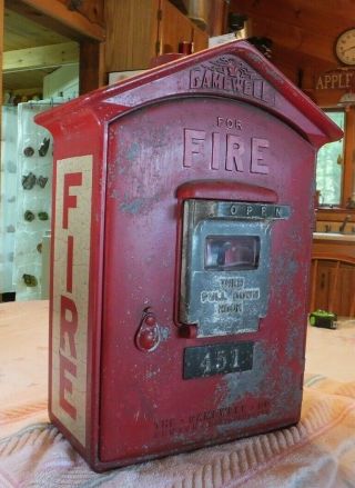 Vintage Gamewell Fire Department Alarm Station Call Box Pull Box 451