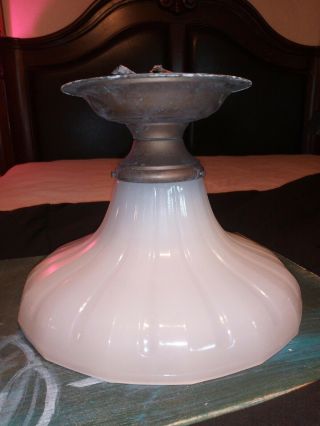 6 Vintagetranslucent Clambroth Milk Glass Light Shade Fluted Lamp Vaseline