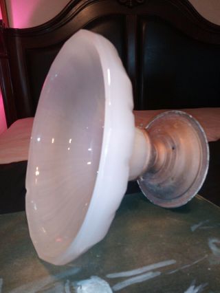 6 vintageTranslucent Clambroth Milk Glass Light Shade Fluted Lamp Vaseline 2