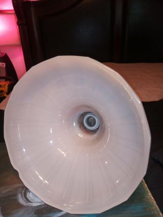 6 vintageTranslucent Clambroth Milk Glass Light Shade Fluted Lamp Vaseline 3