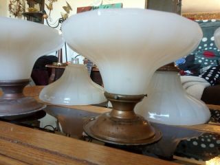 6 vintageTranslucent Clambroth Milk Glass Light Shade Fluted Lamp Vaseline 5