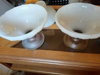 6 vintageTranslucent Clambroth Milk Glass Light Shade Fluted Lamp Vaseline 7