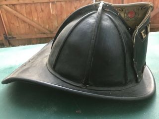 Vintage Cairns Leather Fire Helmet Firefighting York Medallion Pre 1947