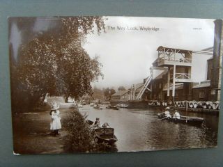 Weybridge " The Wey Lock ",  Surrey,  U.  K.  George V 1912 River Thames Boating Ppc
