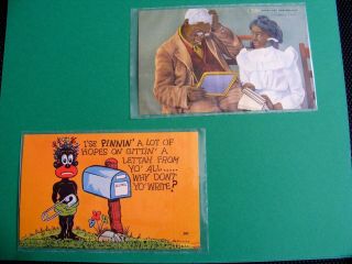 Vintage African American Postcards in clear sleeves 2