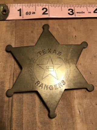 Vintage Texas Rangers Brass Badge 