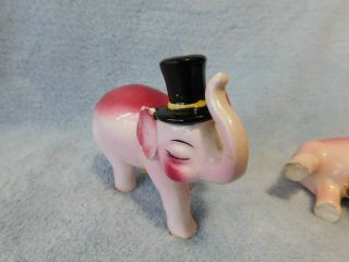 Vintage Anthropomorphic Pink Elephant Couple Salt and Pepper Shakers - Adorable 4