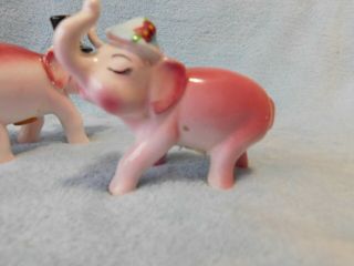 Vintage Anthropomorphic Pink Elephant Couple Salt and Pepper Shakers - Adorable 5