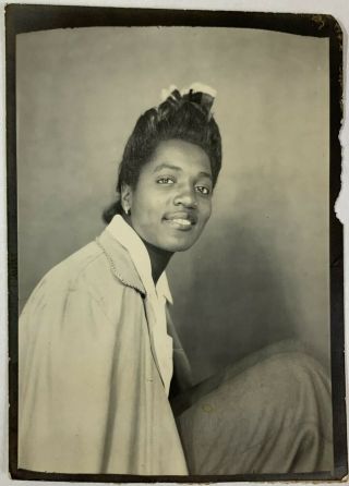 Cocky African American Woman In The Photobooth,  Vintage Photo Snapshot