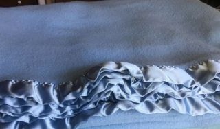 Vintage Blue Pendleton 100 Wool Blue Blanket 92 " X 74” 100 Wool